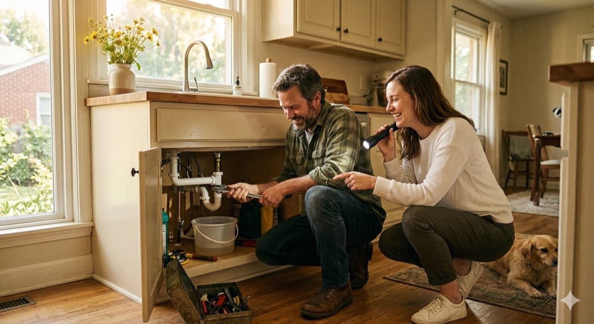A plumber helping a neighbor with repairs